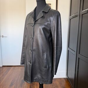 Roots Black Lamb Leather Car Coat